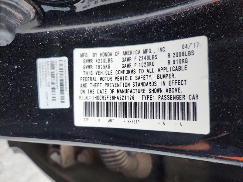 Aukcja sprzedaży 2017 Honda Accord, vin: 1HGCR2F38HA221126, numer aukcji: 69610006