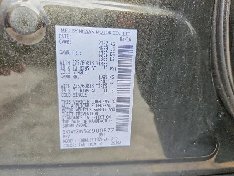 2016 Nissan Rogue მანქანა იყიდება აუქციონზე, vin: 5N1AT2MV5GC900877, აუქციონის ნომერი: 67416726