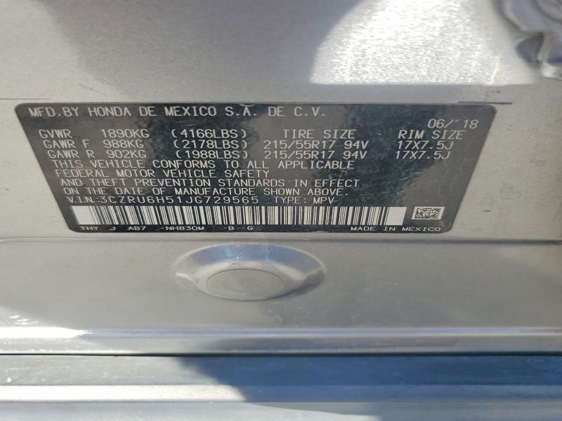 Aukcja sprzedaży 2018 Honda Hr-v, vin: 3CZRU6H51JG729565, numer aukcji: 70905166