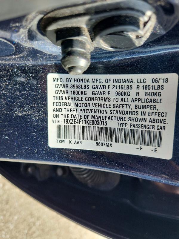 Продаж на аукціоні авто 2019 Honda Insight, vin: 19XZE4F11KE003015, номер лоту: 69086826