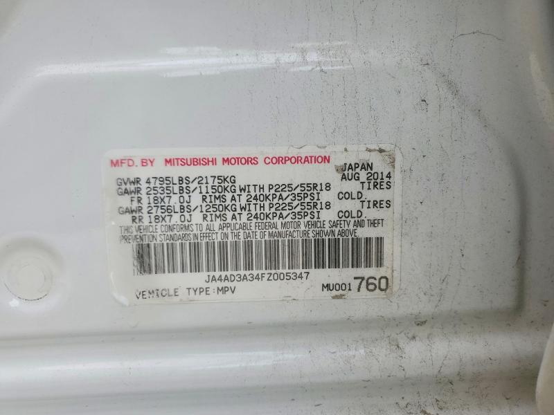 69520296 :رقم المزاد ، JA4AD3A34FZ005347 vin ، 2015 Mitsubishi Outlander مزاد بيع
