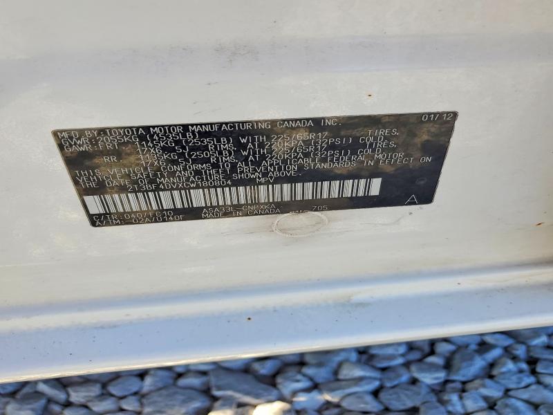 Продажа на аукционе авто 2012 Toyota Rav4, vin: 2T3BF4DVXCW180804, номер лота: 67442716