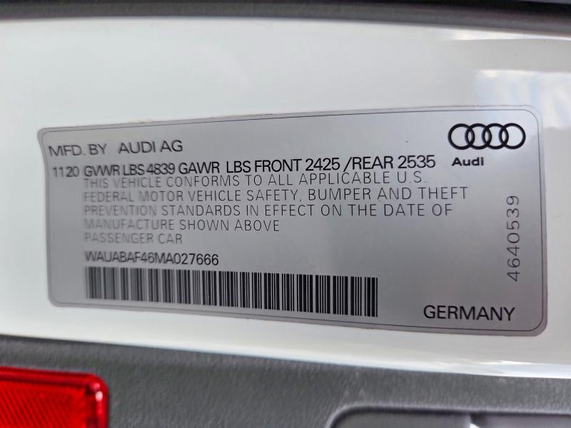 Aukcja sprzedaży 2021 Audi A4, vin: WAUABAF46MA027666, numer aukcji: 68255906