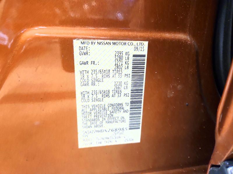 Продаж на аукціоні авто 2015 Nissan Murano, vin: 5N1AZ2MH8FN268985, номер лоту: 69811076