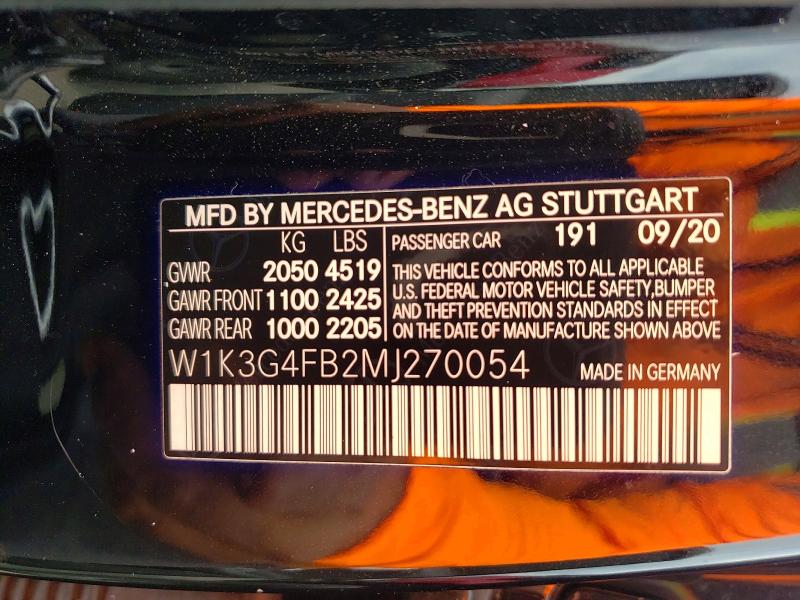 Продаж на аукціоні авто 2021 Mercedes-benz A, vin: W1K3G4FB2MJ270054, номер лоту: 67853156