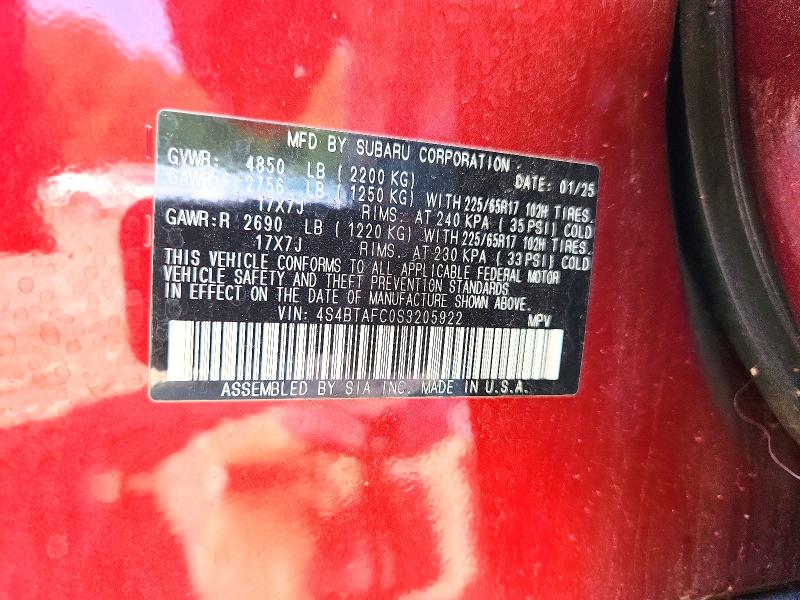 Aukcja sprzedaży 2025 Subaru Outback, vin: 4S4BTAFC0S3205922, numer aukcji: 69862566