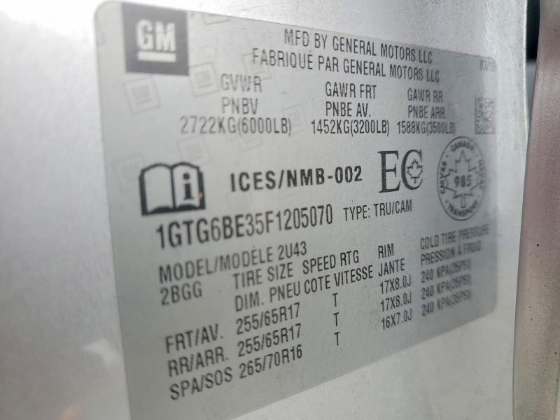68602976 :رقم المزاد ، 1GTG6BE35F1205070 vin ، 2015 Gmc Canyon مزاد بيع