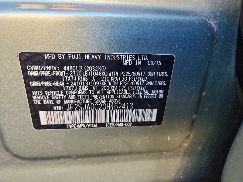 Aukcja sprzedaży 2016 Subaru Forester, vin: JF2SJADC2GH462413, numer aukcji: 67316866