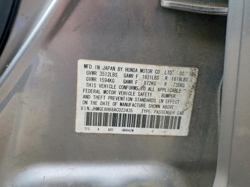 Продаж на аукціоні авто 2010 Honda Fit, vin: JHMGE8H68AC023435, номер лоту: 69612146