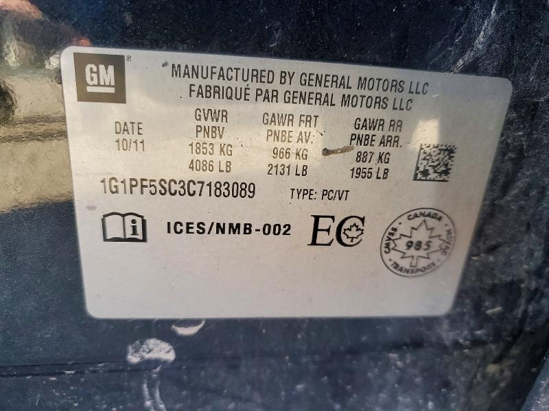 Продажа на аукционе авто 2012 Chevrolet Cruze, vin: 1G1PF5SC3C7183089, номер лота: 69747746
