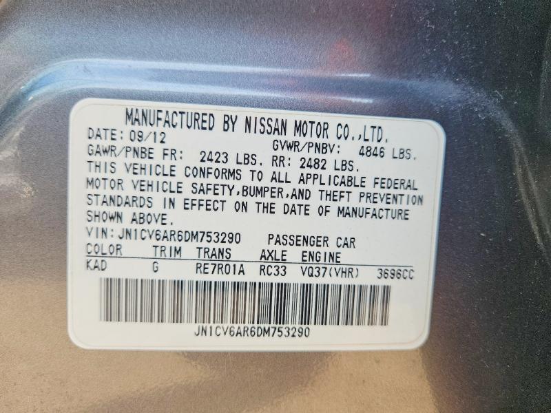 Продажа на аукционе авто 2013 Infiniti G37 Sedan, vin: JN1CV6AR6DM753290, номер лота: 67249896