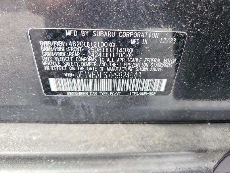 Продажа на аукционе авто 2023 Subaru Wrx, vin: JF1VBAF67P9824543, номер лота: 69730116