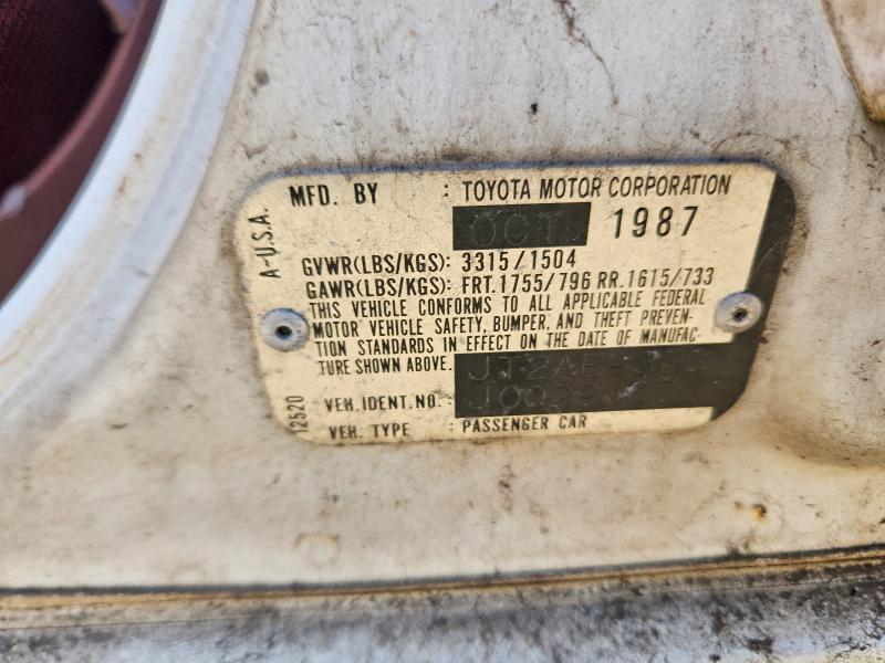 Aukcja sprzedaży 1988 Toyota Corolla, vin: JT2AE93E3J0029407, numer aukcji: 68519946