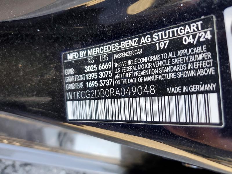 68310926 :رقم المزاد ، W1KCG2DB0RA049048 vin ، 2024 Mercedes-benz Eqs Sedan مزاد بيع