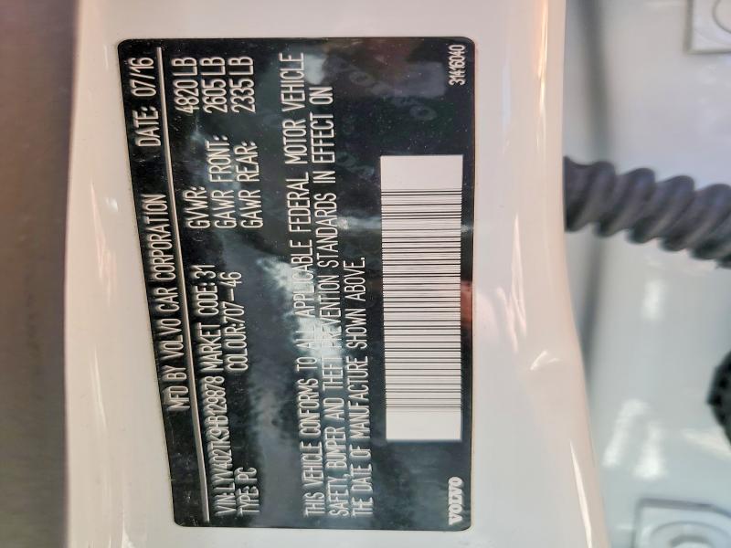 2017 Volvo S60 მანქანა იყიდება აუქციონზე, vin: LYV402TK9HB129878, აუქციონის ნომერი: 67741546