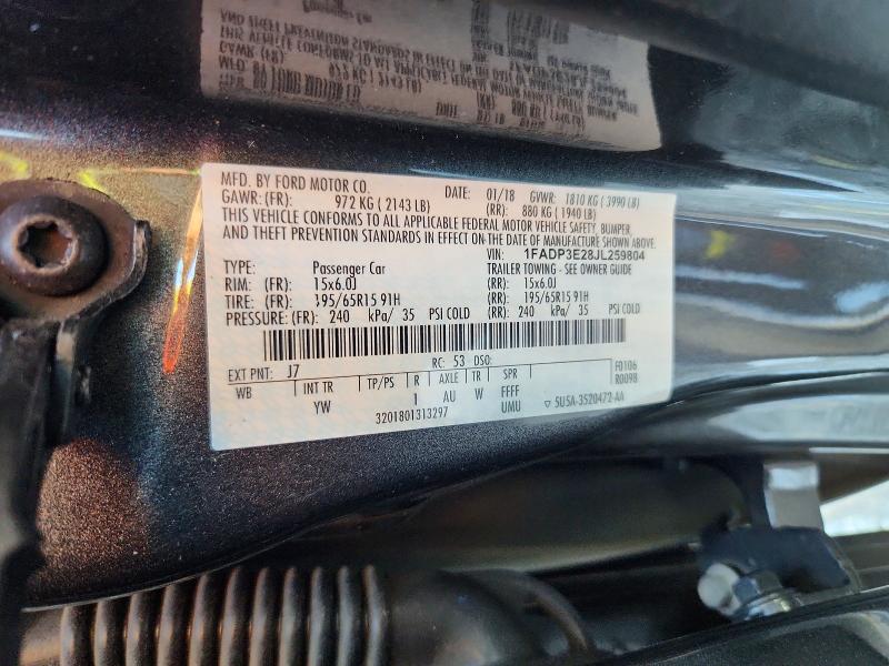 69552866 :رقم المزاد ، 1FADP3E28JL259804 vin ، 2018 Ford Focus مزاد بيع
