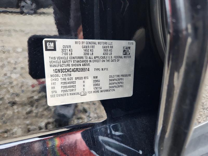 Aukcja sprzedaży 2016 Chevrolet Tahoe, vin: 1GNSCCKC4GR206914, numer aukcji: 69510986