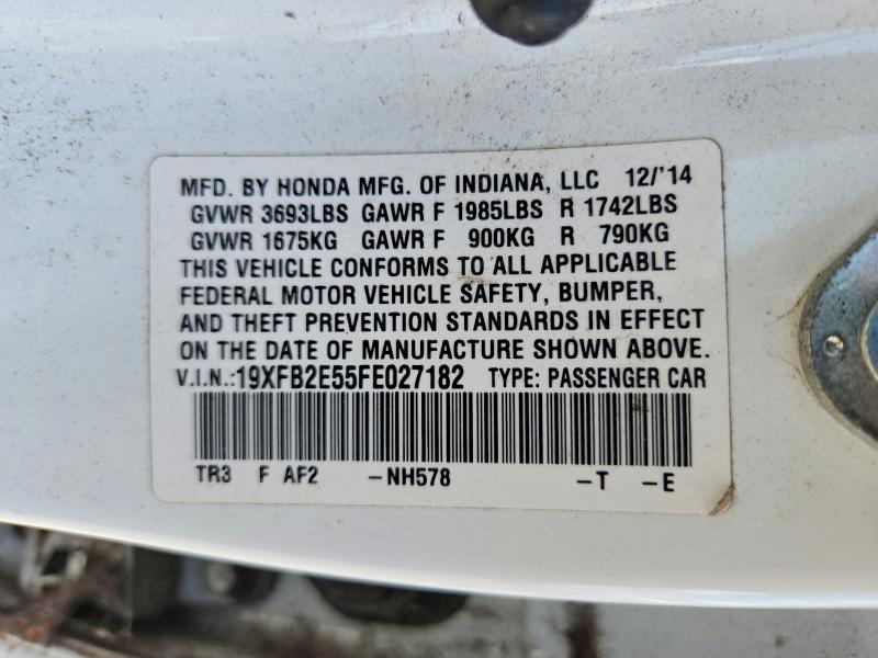 68104716 :رقم المزاد ، 19XFB2E55FE027182 vin ، 2015 Honda Civic مزاد بيع