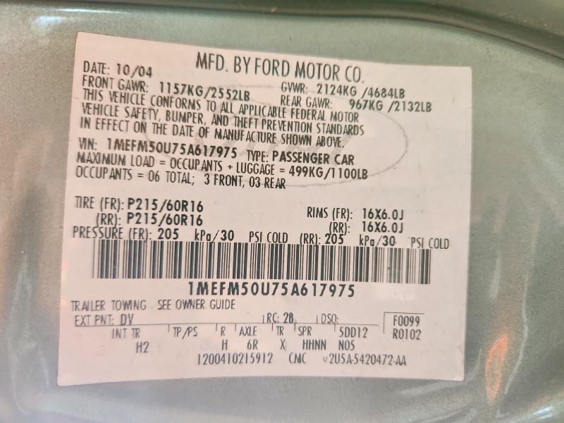 70156756 :رقم المزاد ، 1MEFM50U75A617975 vin ، 2005 Mercury Sable مزاد بيع