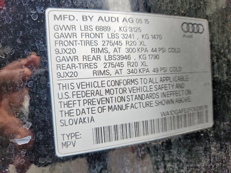 Продаж на аукціоні авто 2015 Audi Uk, vin: WA1DGAFE2FD028576, номер лоту: 67734926