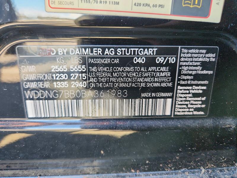 Aukcja sprzedaży 2011 Mercedes-benz S, vin: WDDNG7BB0BA361983, numer aukcji: 68006056
