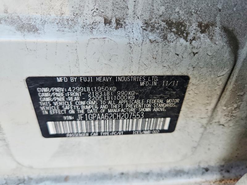 Aukcja sprzedaży 2012 Subaru Impreza, vin: JF1GPAA62CH207553, numer aukcji: 68429556