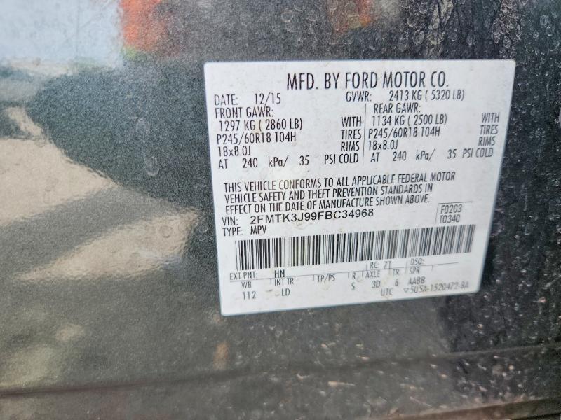 Продаж на аукціоні авто 2015 Ford Edge, vin: 2FMTK3J99FBC34968, номер лоту: 69634346