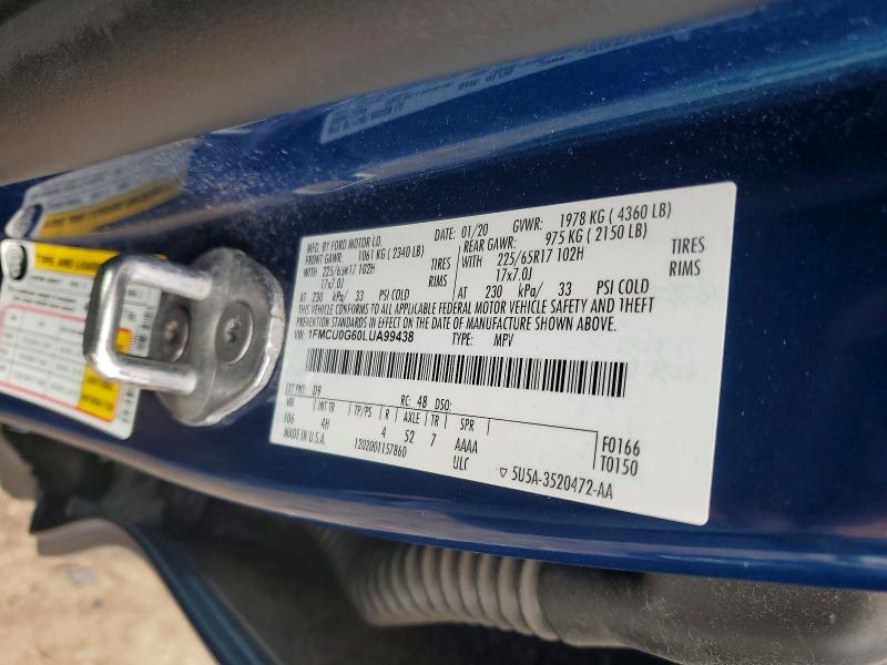 Продаж на аукціоні авто 2020 Ford Escape, vin: 1FMCU0G60LUA99438, номер лоту: 69502706