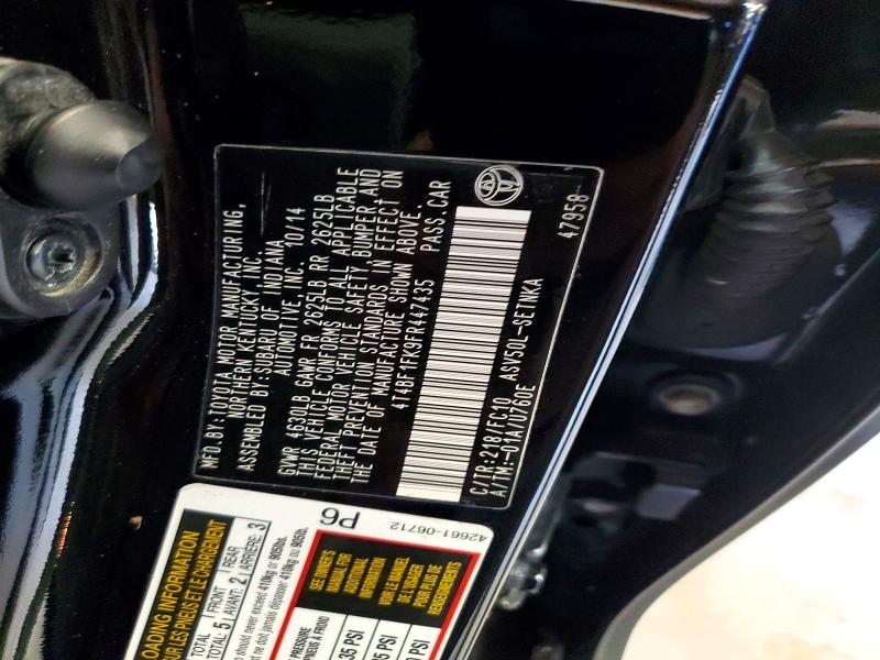 Aukcja sprzedaży 2015 Toyota Camry, vin: 4T4BF1FK9FR447435, numer aukcji: 69926846