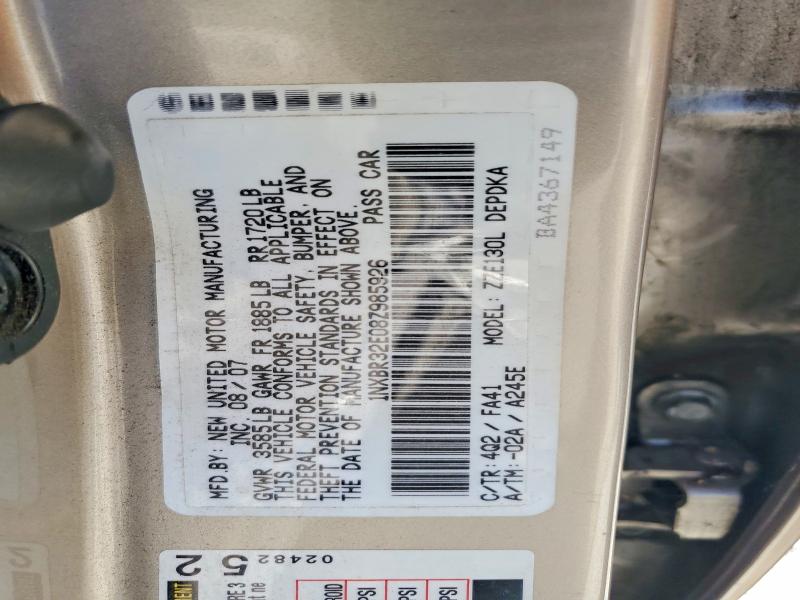 68263556 :رقم المزاد ، 1NXBR32E08Z985926 vin ، 2008 Toyota Corolla مزاد بيع