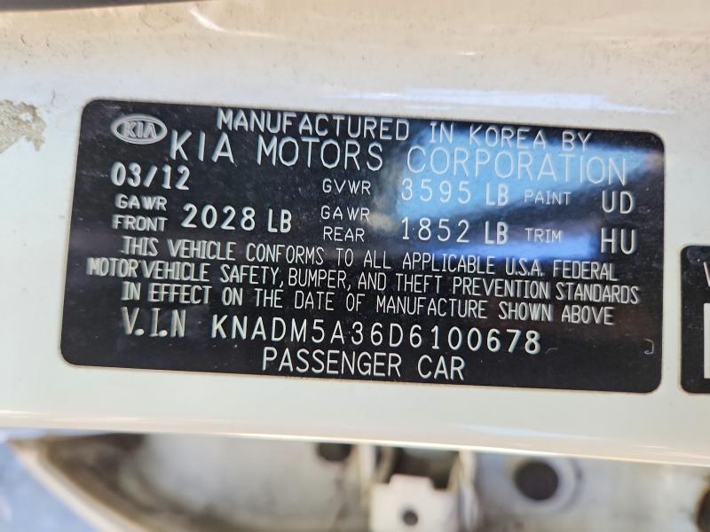 Aukcja sprzedaży 2013 Kia Rio, vin: KNADM5A36D6100678, numer aukcji: 67385356