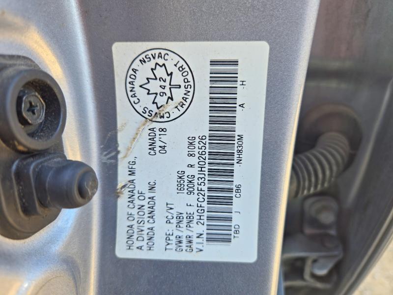 Aukcja sprzedaży 2018 Honda Civic, vin: 2HGFC2F53JH026526, numer aukcji: 67801346