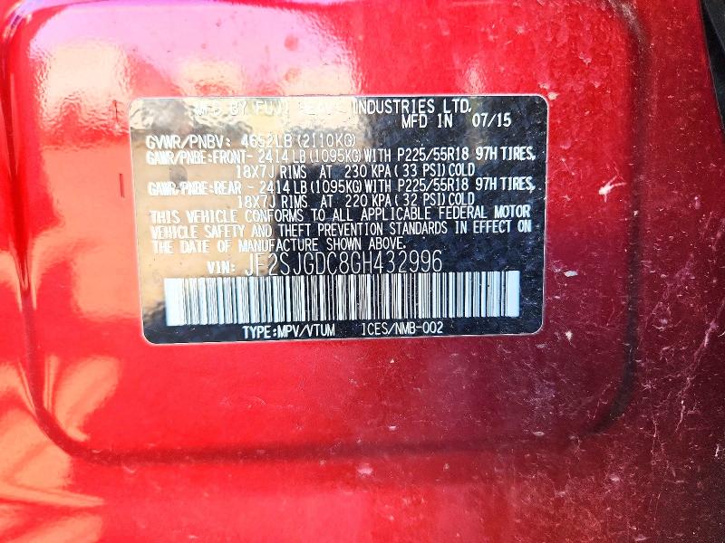 2016 Subaru Forester მანქანა იყიდება აუქციონზე, vin: JF2SJGDC8GH432996, აუქციონის ნომერი: 68519016