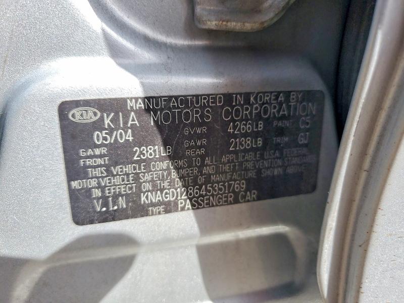 Aukcja sprzedaży 2004 Kia Optima, vin: KNAGD128645351769, numer aukcji: 69508926