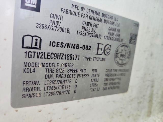 70476656 :رقم المزاد ، 1GTV2LEC9HZ180171 vin ، 2017 Gmc Sierra مزاد بيع