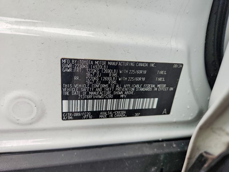 2024 Toyota Rav4 მანქანა იყიდება აუქციონზე, vin: 2T3T6RFV4RW075280, აუქციონის ნომერი: 70367286
