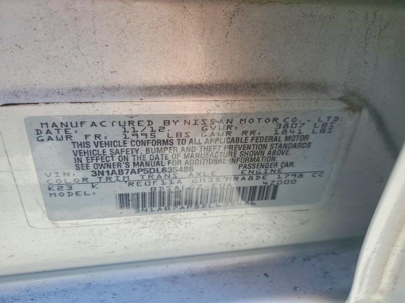 70709006 :رقم المزاد ، 3N1AB7AP5DL635486 vin ، 2013 Nissan Sentra مزاد بيع