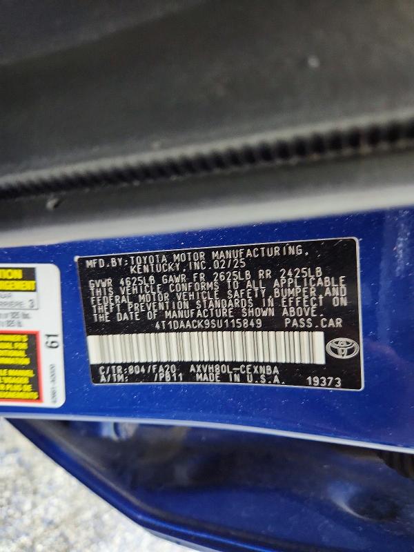 Продаж на аукціоні авто 2025 Toyota Camry, vin: 4T1DAACK9SU115849, номер лоту: 70557666