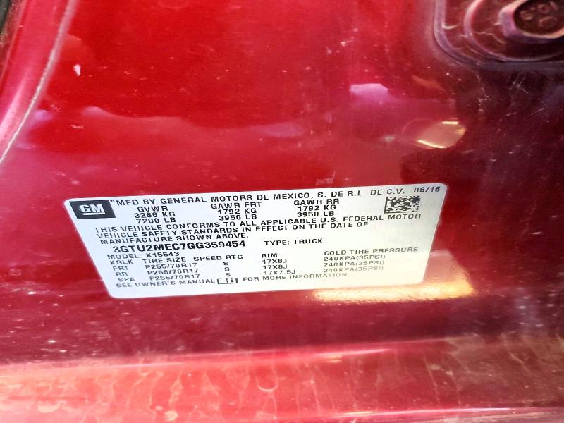Aukcja sprzedaży 2016 Gmc Sierra, vin: 3GTU2MEC7GG359454, numer aukcji: 69797126
