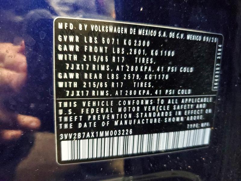 66344716 :رقم المزاد ، 3VV2B7AX1MM003226 vin ، 2021 Volkswagen Tiguan مزاد بيع