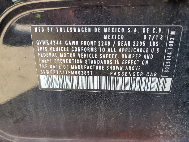 Aukcja sprzedaży 2014 Volkswagen Jetta, vin: 3VWPP7AJ7EM602857, numer aukcji: 70103936
