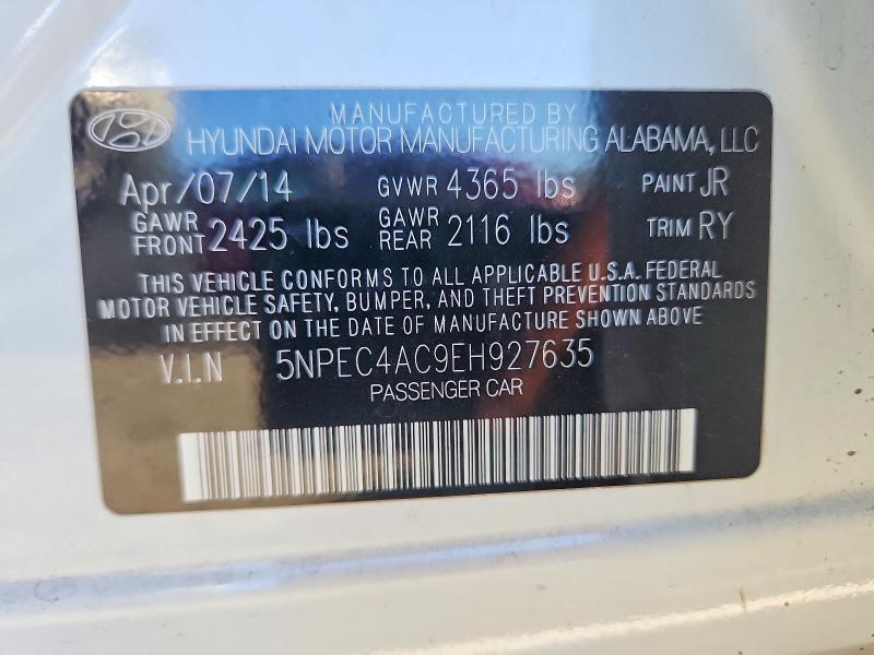 67382146 :رقم المزاد ، 5NPEC4AC9EH927635 vin ، 2014 Hyundai Sonata مزاد بيع