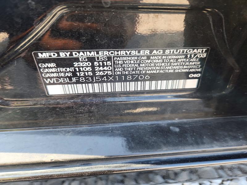 67213656 :رقم المزاد ، WDBUF83J54X118706 vin ، 2004 Mercedes-benz E مزاد بيع