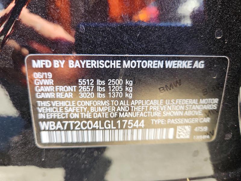 68073936 :رقم المزاد ، WBA7T2C04LGL17544 vin ، 2020 Bmw 740 مزاد بيع