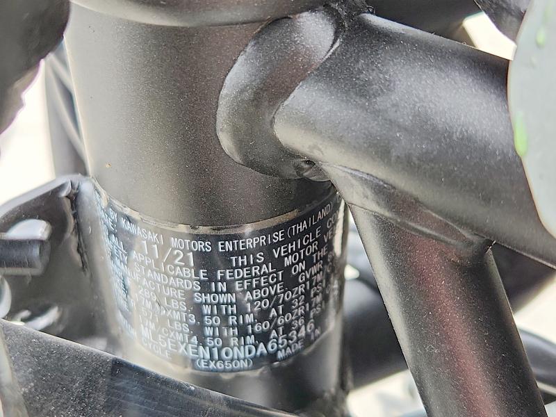 2022 Kawasaki Ex650 მანქანა იყიდება აუქციონზე, vin: ML5EXEN10NDA65346, აუქციონის ნომერი: 69905156