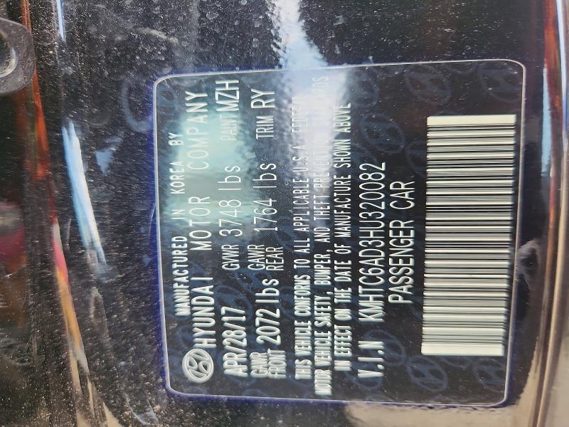 67035806 :رقم المزاد ، KMHTC6AD3HU320082 vin ، 2017 Hyundai Veloster مزاد بيع