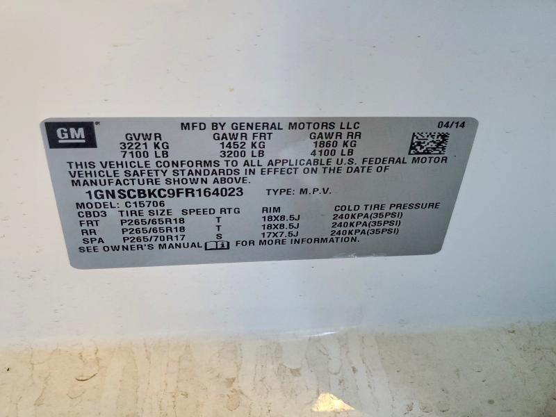 70671626 :رقم المزاد ، 1GNSCBKC9FR164023 vin ، 2015 Chevrolet Tahoe مزاد بيع