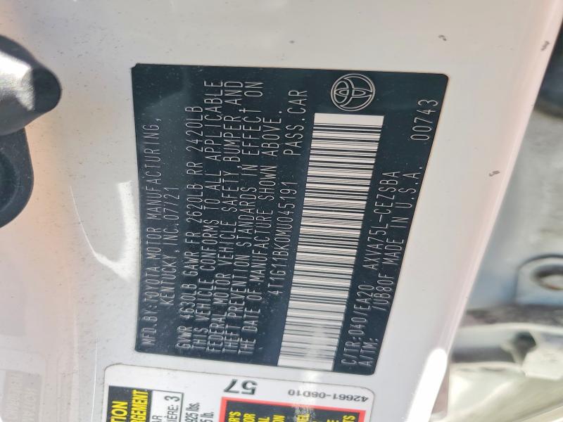 70140646 :رقم المزاد ، 4T1G11BK0MU045191 vin ، 2021 Toyota Camry مزاد بيع