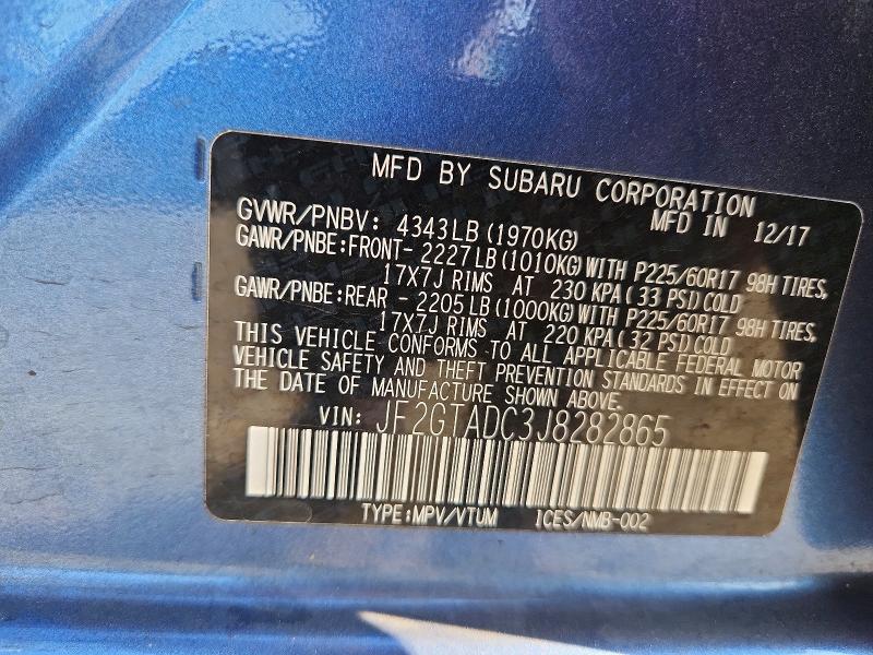Продаж на аукціоні авто 2018 Subaru Crosstrek, vin: JF2GTADC3J8282865, номер лоту: 69632176