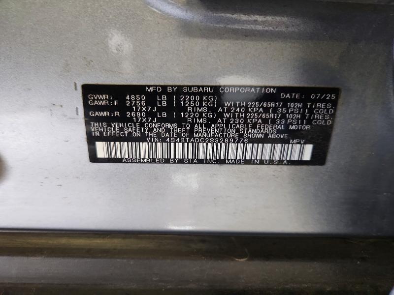 Продажа на аукционе авто 2025 Subaru Outback, vin: 4S4BTADC2S3289776, номер лота: 69750306